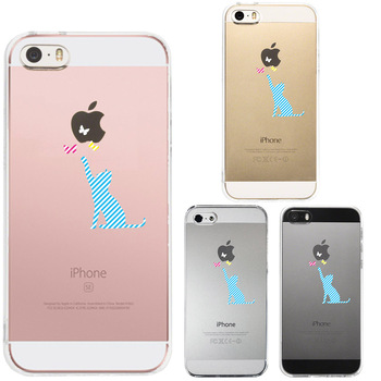 iPhone5 iPhone5s ケース クリア 猫と蝶々 ブルー スマホケース ハード スマホケース ハード-0