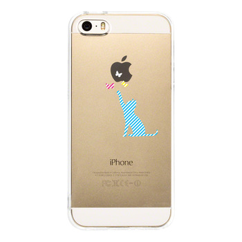 iPhone5 iPhone5s ケース クリア 猫と蝶々 ブルー スマホケース ハード スマホケース ハード-2