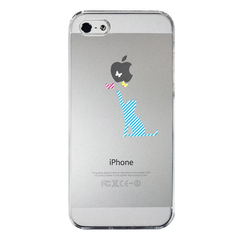 iPhone5 iPhone5s ケース クリア 猫と蝶々 ブルー スマホケース ハード スマホケース ハード-3