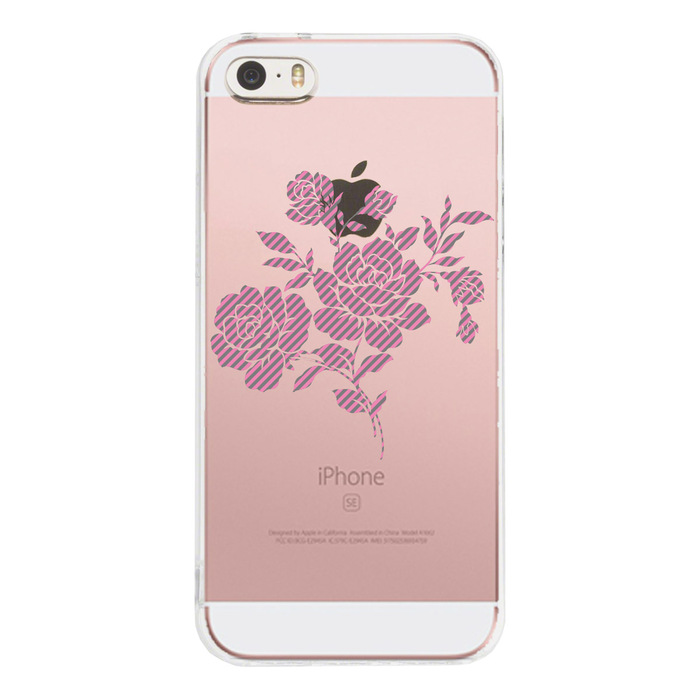 iPhone5 iPhone5s ケース クリア 薔薇 グレーピンク スマホケース ハード スマホケース ハード-1