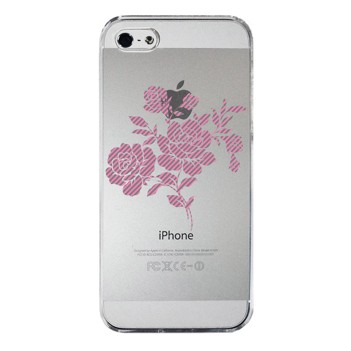 iPhone5 iPhone5s ケース クリア 薔薇 グレーピンク スマホケース ハード スマホケース ハード-3
