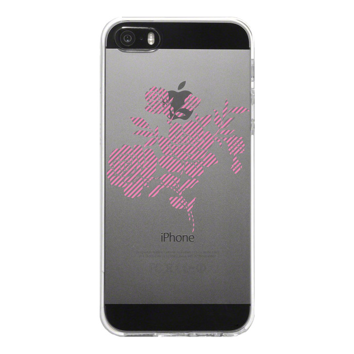 iPhone5 iPhone5s ケース クリア 薔薇 グレーピンク スマホケース ハード スマホケース ハード-4