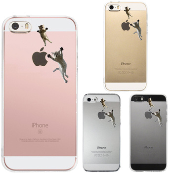 iPhone5 iPhone5s ケース クリア にゃんこ ジャンプ スマホケース ハード スマホケース ハード-0