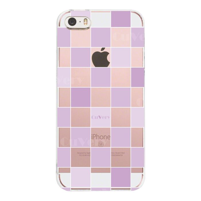 iPhone5 iPhone5s ケース クリア チェック パープル スマホケース ハード スマホケース ハード-2