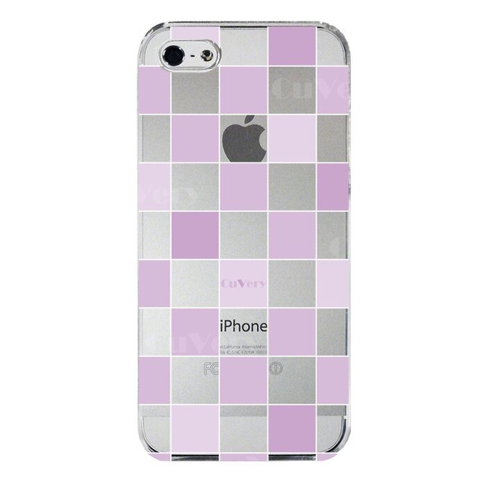 iPhone5 iPhone5s ケース クリア チェック パープル スマホケース ハード スマホケース ハード-4