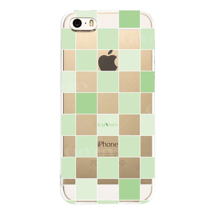 iPhone5 iPhone5s ケース クリア チェック グリーン スマホケース ハード スマホケース ハード-1