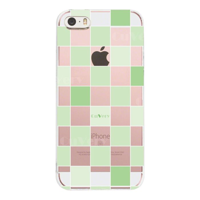 iPhone5 iPhone5s ケース クリア チェック グリーン スマホケース ハード スマホケース ハード-2