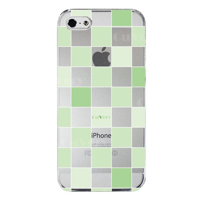 iPhone5 iPhone5s ケース クリア チェック グリーン スマホケース ハード スマホケース ハード-4