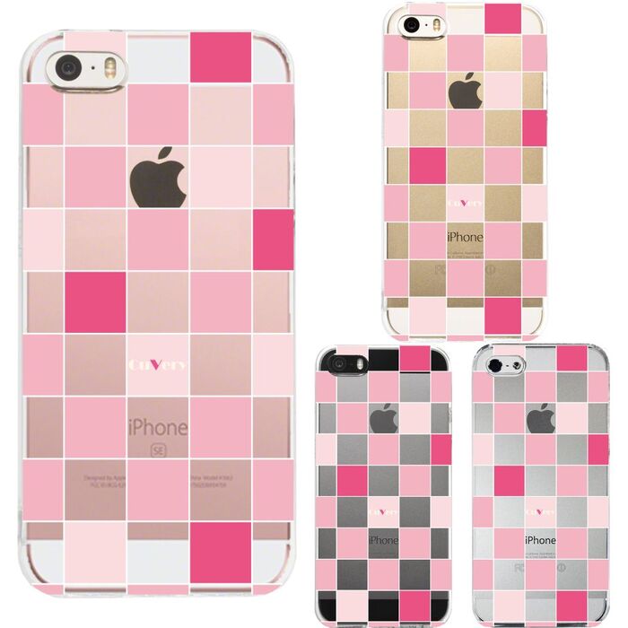 iPhone5 iPhone5s ケース クリア チェック ピンク スマホケース ハード スマホケース ハード-0