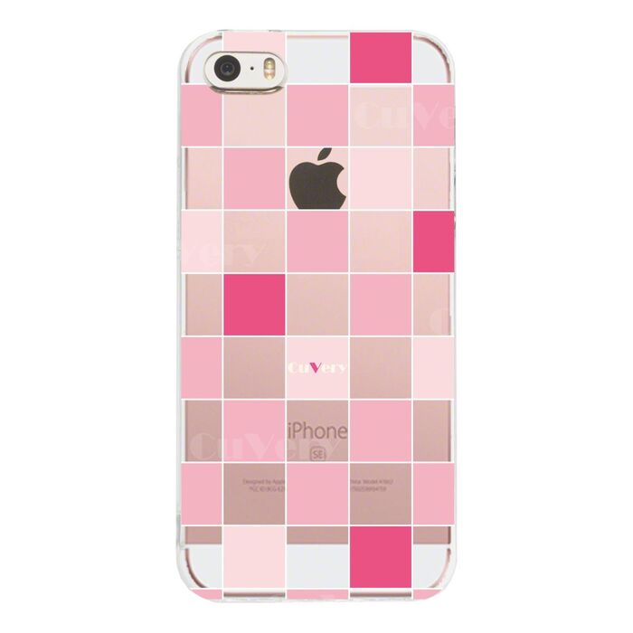 iPhone5 iPhone5s ケース クリア チェック ピンク スマホケース ハード スマホケース ハード-1