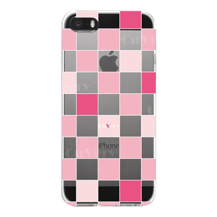 iPhone5 iPhone5s ケース クリア チェック ピンク スマホケース ハード スマホケース ハード-3
