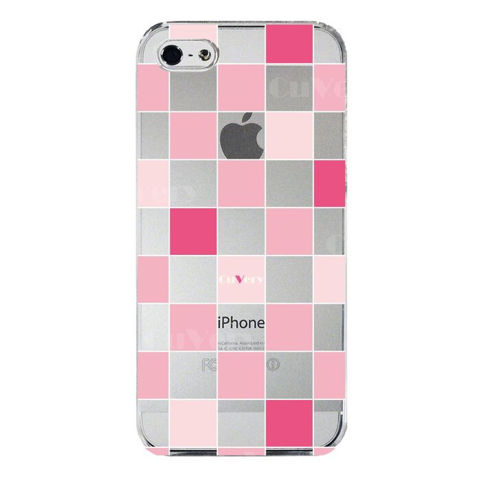iPhone5 iPhone5s ケース クリア チェック ピンク スマホケース ハード スマホケース ハード-4
