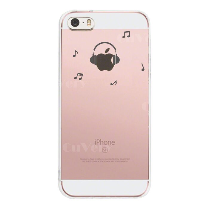 iPhone5 iPhone5s ケース クリア 音楽 music ヘッドフォン ヘッドホン グレー スマホケース ハード スマホケース ハード-2