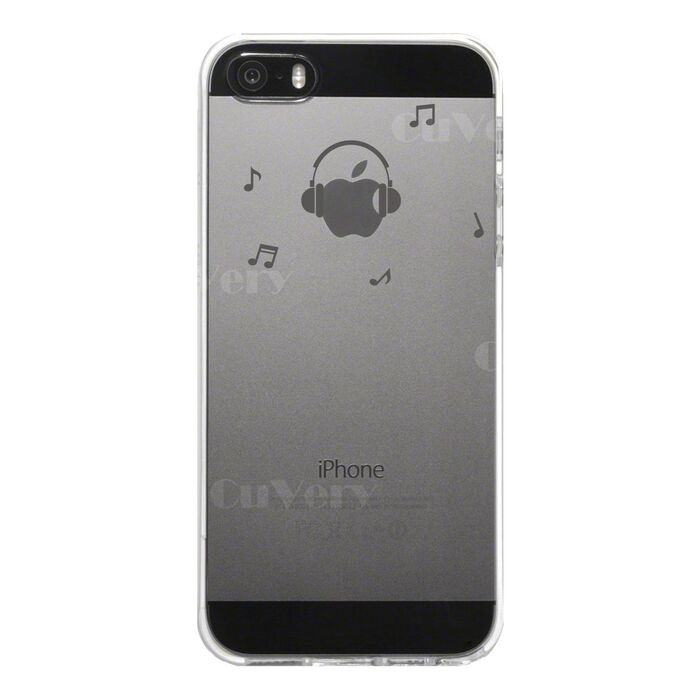iPhone5 iPhone5s ケース クリア 音楽 music ヘッドフォン ヘッドホン グレー スマホケース ハード スマホケース ハード-3