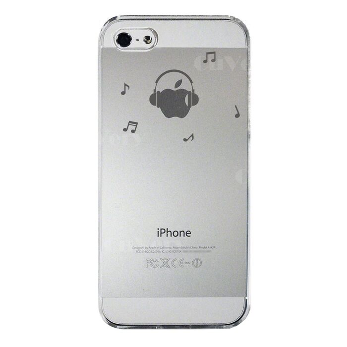 iPhone5 iPhone5s ケース クリア 音楽 music ヘッドフォン ヘッドホン グレー スマホケース ハード スマホケース ハード-4