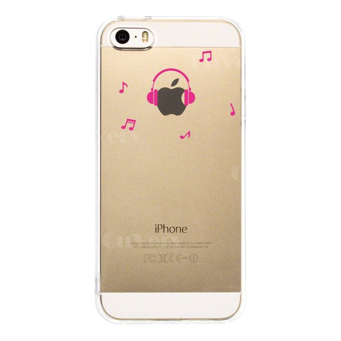 iPhone5 iPhone5s ケース クリア 音楽 music ヘッドフォン ヘッドホン ピンク スマホケース ハード スマホケース ハード-2