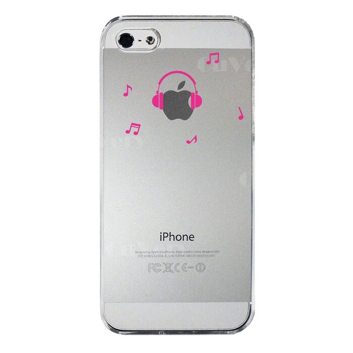 iPhone5 iPhone5s ケース クリア 音楽 music ヘッドフォン ヘッドホン ピンク スマホケース ハード スマホケース ハード-4