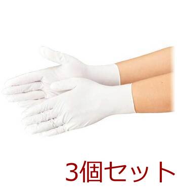 業務用No.554 ニトリルトライ3 ホワイト パウダーフリー ニトリルゴム製 使い捨て手袋 Mサイズ 100枚入 3個セット-0