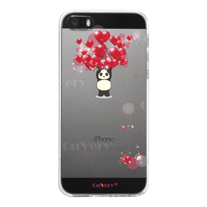 iPhone5 iPhone5s ケース クリア パンダ ハート いっぱい 重量挙げ 並感 スマホケース ハード スマホケース ハード-1