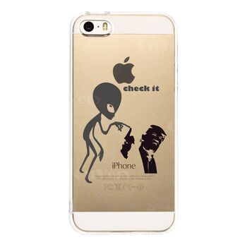 iPhone5 iPhone5s ケース クリア 宇宙人 と 大統領 スマホケース ハード スマホケース ハード-1