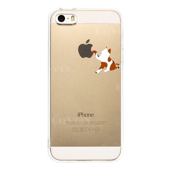 iPhone5 iPhone5s ケース クリア ねこ 猫 三毛猫 リンゴきになる スマホケース ハード スマホケース ハード-1