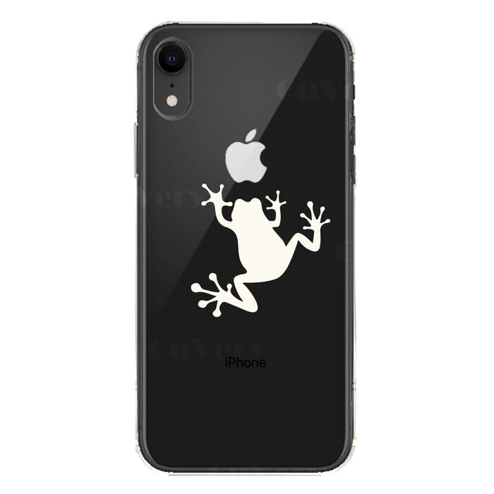 iPhoneXR ケース クリア ソフト カエル 蛙 ホワイト スマホケース ワイヤレス充電対応 ソフトスマホケース-5