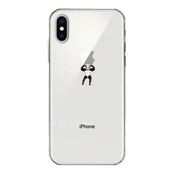 iPhoneX ケース iPhoneXS ケース ソフト パンダ 重量挙げ まっちょ 感 スマホケース ソフトスマホケース-3