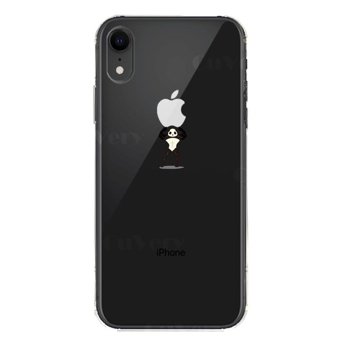 iPhoneXR ケース クリア ソフト パンダ 重量挙げ まっちょ 感 スマホケース ワイヤレス充電対応 ソフトスマホケース-5