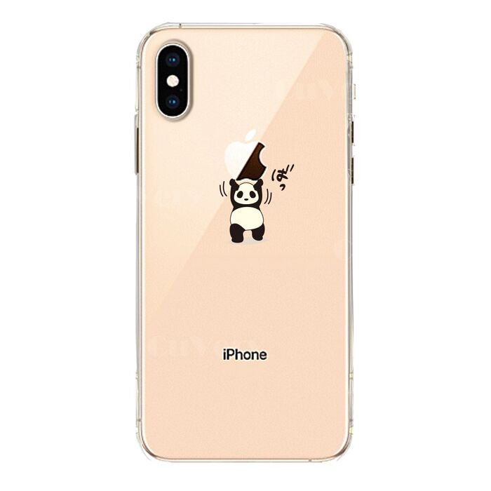 iPhoneX ケース iPhoneXS ケース ソフト パンダ 重量挙げ 努力感 スマホケース ソフトスマホケース-1