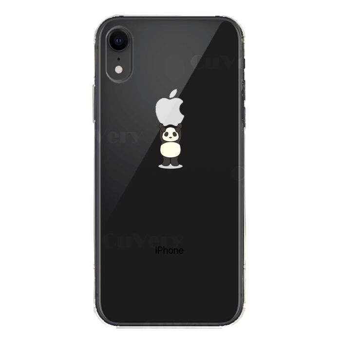 iPhoneXR ケース クリア ソフト パンダ 重量挙げ 並感 スマホケース ワイヤレス充電対応 ソフトスマホケース-5