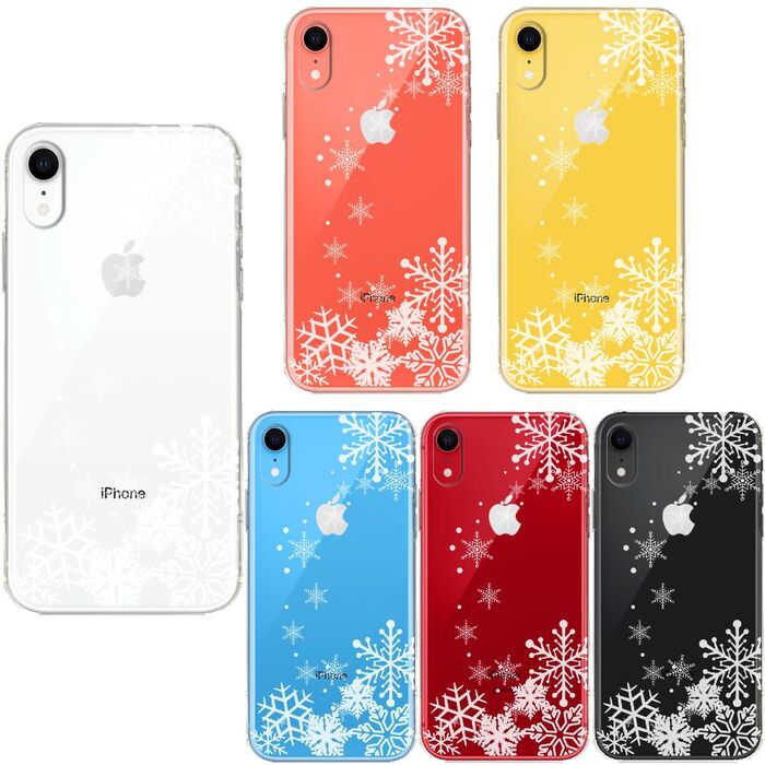 iPhoneXR ケース クリア ソフト 雪の結晶 スマホケース ワイヤレス充電対応 ソフトスマホケース-0