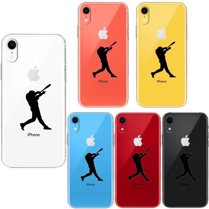 iPhoneXR ケース クリア ソフト 野球 バッター スマホケース ワイヤレス充電対応 ソフトスマホケース-0