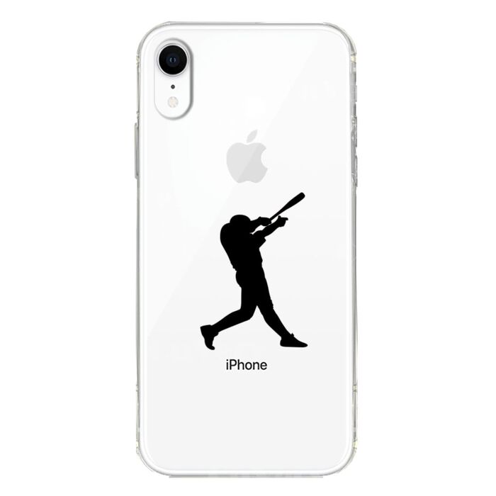 iPhoneXR ケース クリア ソフト 野球 バッター スマホケース ワイヤレス充電対応 ソフトスマホケース-1