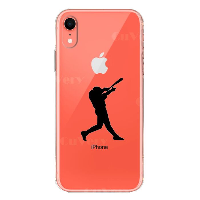 iPhoneXR ケース クリア ソフト 野球 バッター スマホケース ワイヤレス充電対応 ソフトスマホケース-2