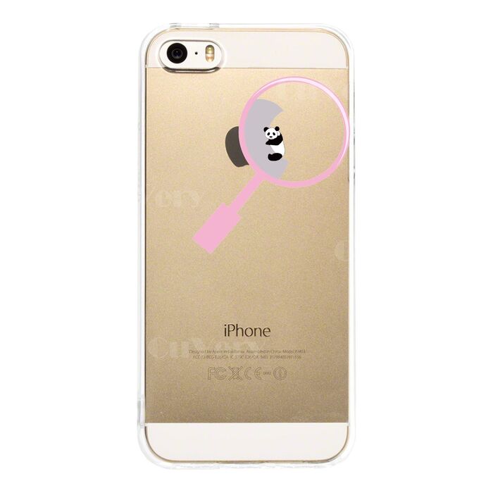 iPhone5 iPhone5s ケース クリア よく見たら パンダ 抱きついてた スマホケース ハード スマホケース ハード-1