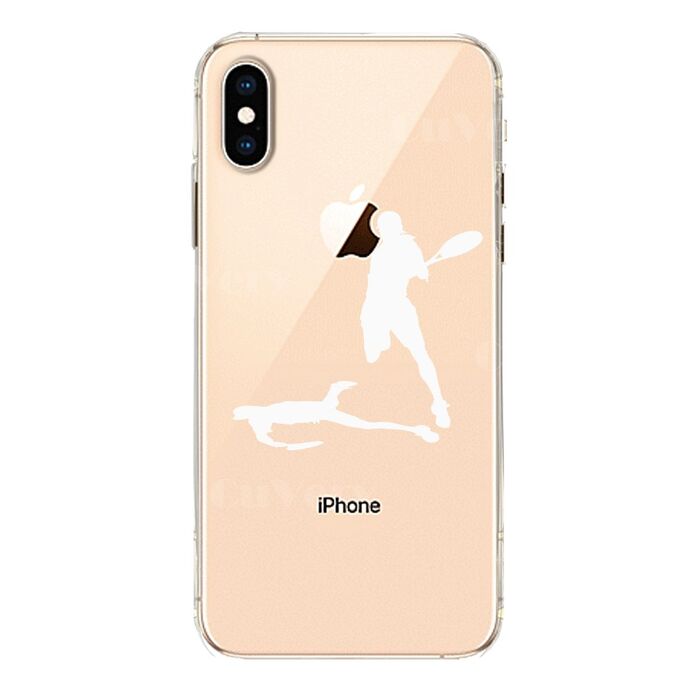 iPhoneX ケース iPhoneXS ケース ソフト テニス スマッシュ ホワイト スマホケース ソフトスマホケース-1