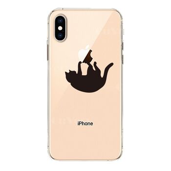 iPhoneX ケース iPhoneXS ケース ソフト ぶらさがりネコ スマホケース ソフトスマホケース-1