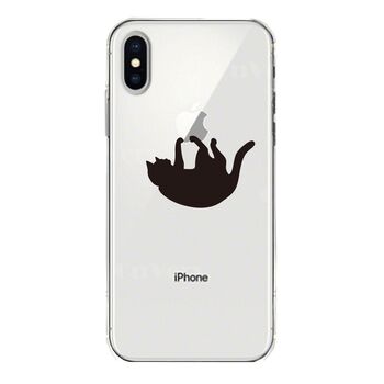 iPhoneX ケース iPhoneXS ケース ソフト ぶらさがりネコ スマホケース ソフトスマホケース-3