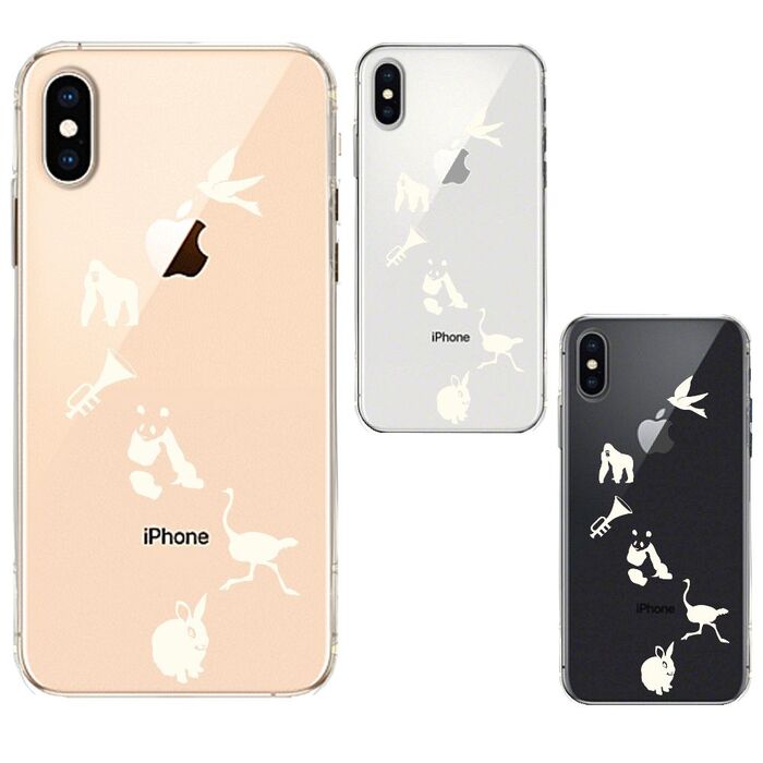 iPhoneX ケース iPhoneXS ケース ソフト 動物 しりとり ホワイト スマホケース ソフトスマホケース-0