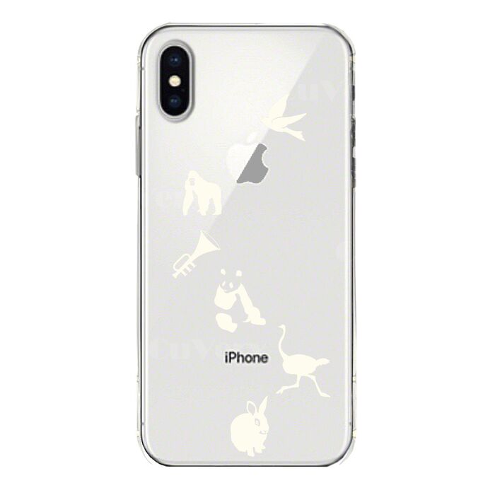 iPhoneX ケース iPhoneXS ケース ソフト 動物 しりとり ホワイト スマホケース ソフトスマホケース-3