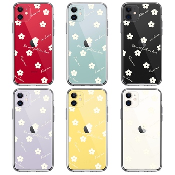 iPhone11 case clear flower light yellow smartphone case side soft the back side hard hybrid -1