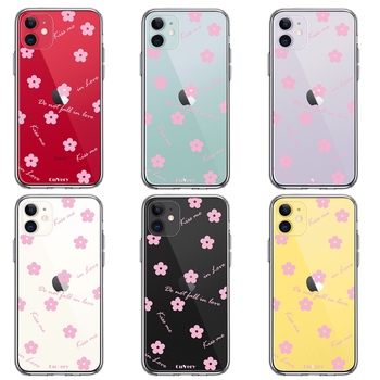 iPhone11 case clear flower light pink smartphone case side soft the back side hard hybrid -1