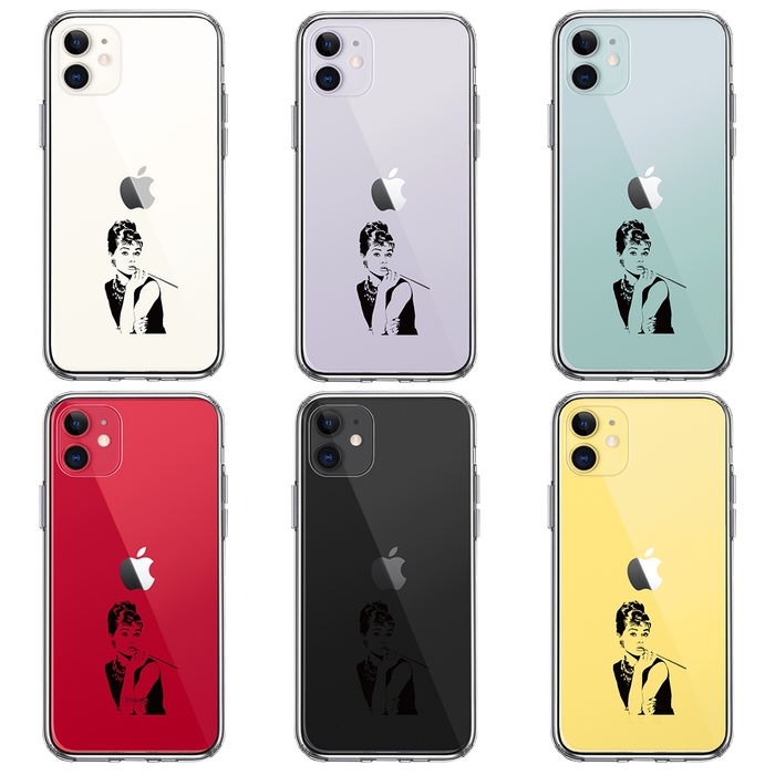 iPhone11 ケース クリアオードリー ヘプバーン スマホケース 側面ソフト 背面ハード ハイブリッド-1