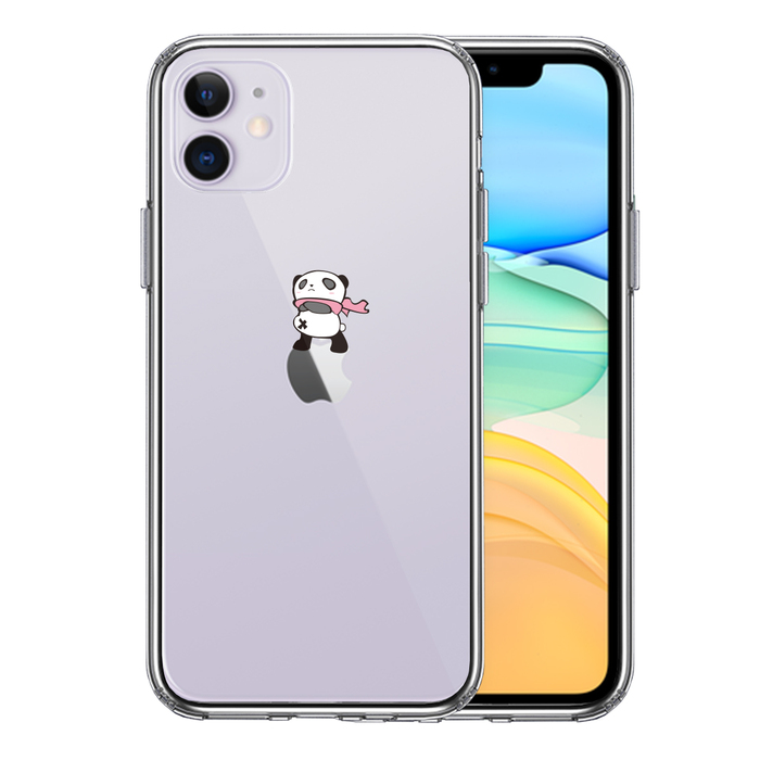 iPhone11 ケース クリアさすらい パンダ スマホケース 側面ソフト 背面ハード ハイブリッド-0