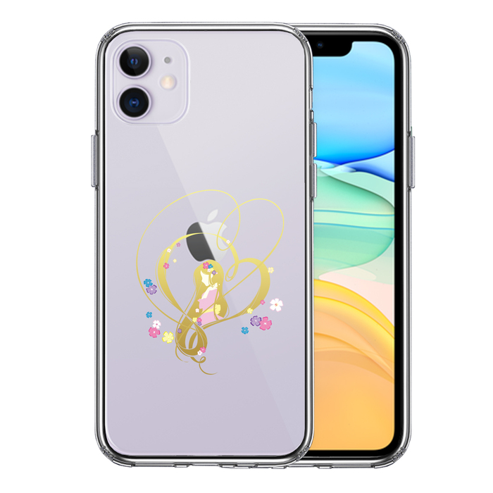 iPhone11 ケース クリアラプンツェル 花 スマホケース 側面ソフト 背面ハード ハイブリッド-0