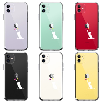 iPhone11 case clear cat CATne..... butterfly . white smartphone case side soft the back side hard hybrid -1