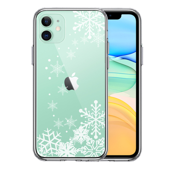 iPhone11 ケース クリア  雪の結晶 スマホケース 側面ソフト 背面ハード ハイブリッド-0