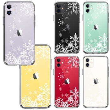 iPhone11 ケース クリア  雪の結晶 スマホケース 側面ソフト 背面ハード ハイブリッド-1