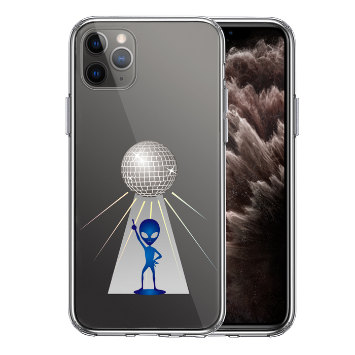iPhone11pro ケース クリア宇宙人 ダンシング ミラーボール スマホケース 側面ソフト 背面ハード ハイブリッド-0