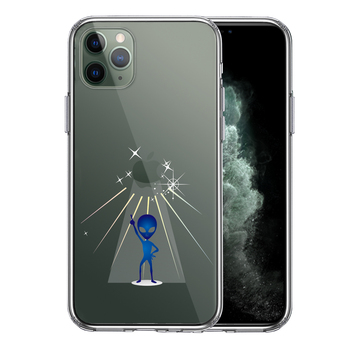 iPhone11pro ケース クリア  宇宙人 ダンシング ブルー スマホケース 側面ソフト 背面ハード ハイブリッド-0